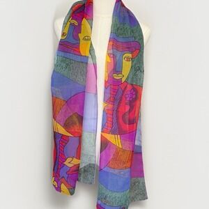 Picasso Colorful Lightweight Abstract Scarf Shawl Wrap Art-to-wear Museum Artsy